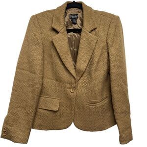Rafaella Wool Blend Light Brown Tan Blazer One Button Academia Business Casual